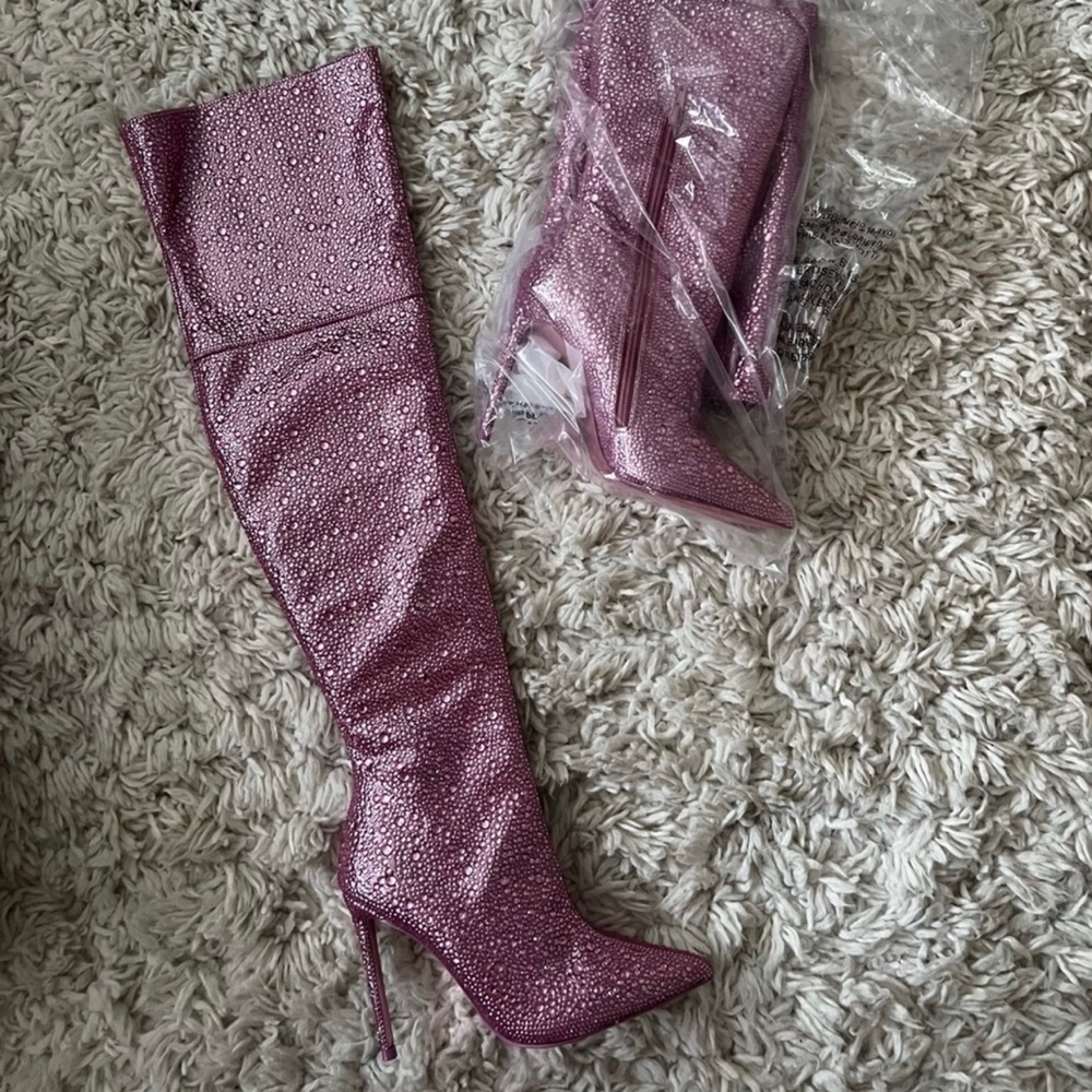Steve Madden - Pink Rhinestone Boots - Vivianne - Over the Knee
